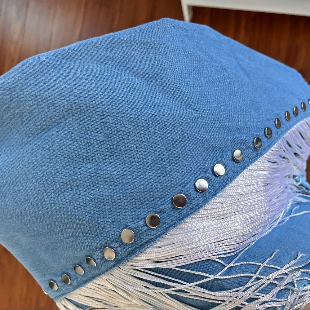 Epic Vintage Blue Denim Fringe Western Vest. Made in Canada - Picture 13 of 13